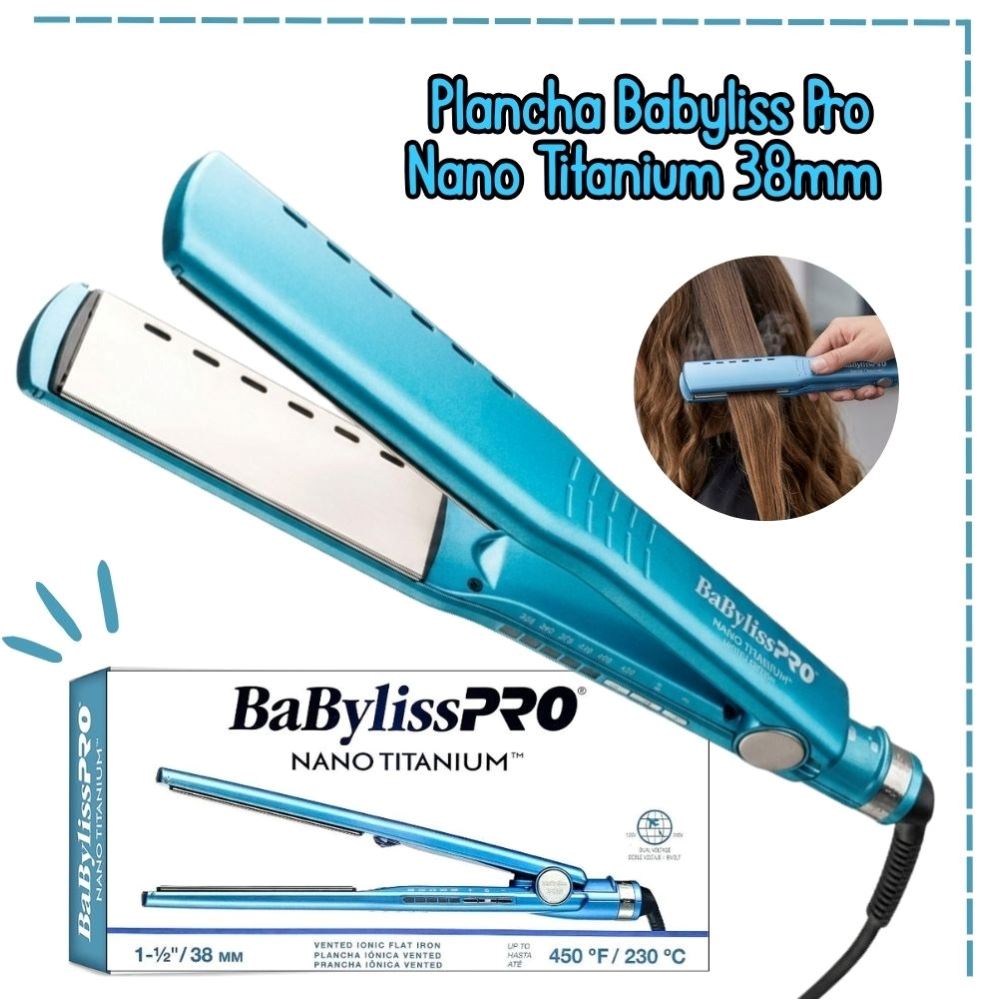 Plancha de Cabello BabylissPRO Nano Titanium 38 mm Doble Voltaje BNT4093TPE